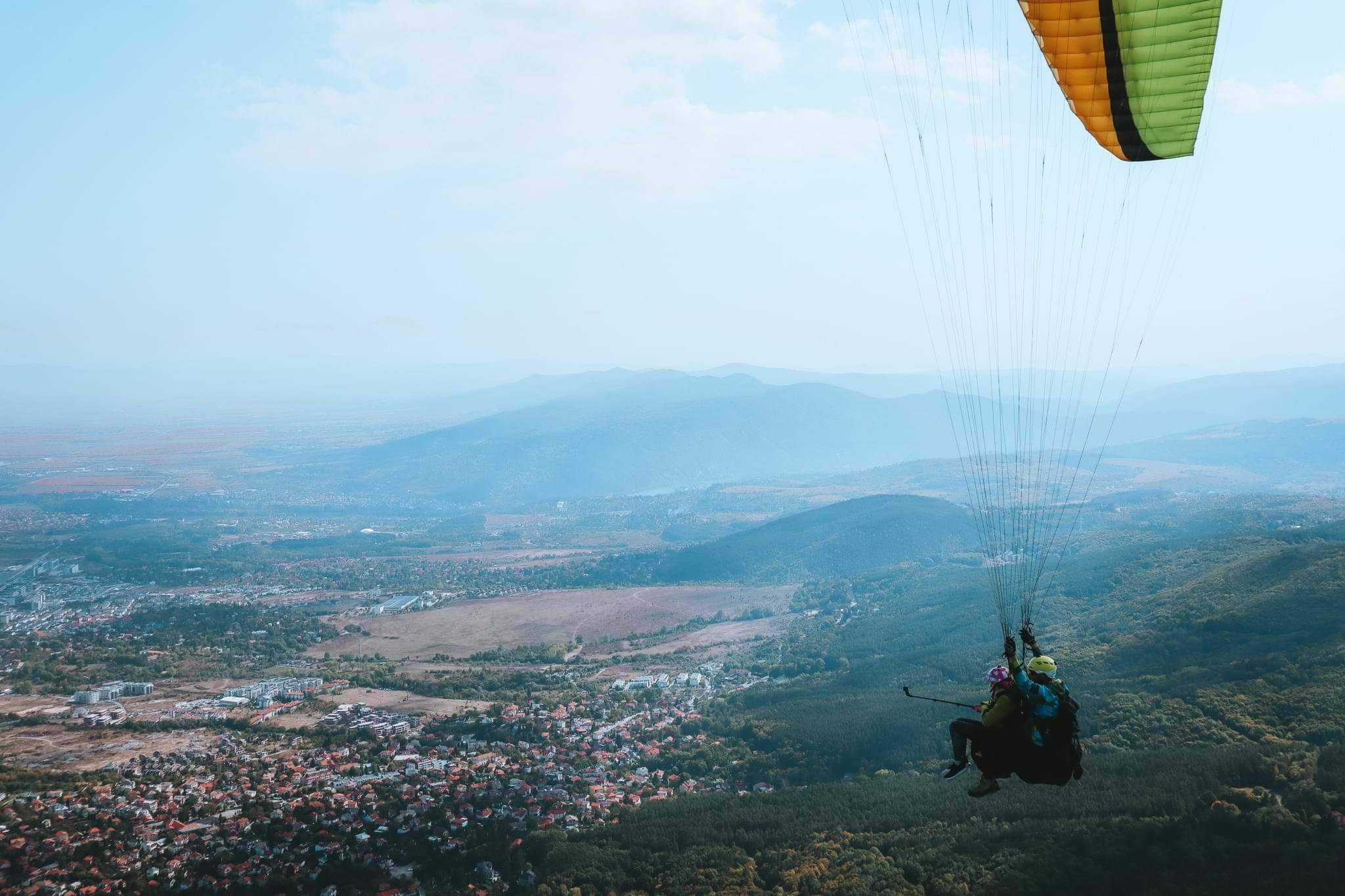 Paragliding from Vitosha - overlooking Sofia in Bulgaria